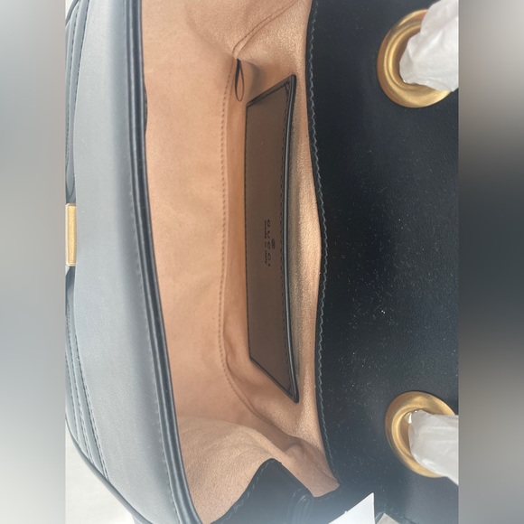 NEW! GUCCI BLACK GOLD MARMONT LEATHER CROSSBODY SHOULDER BAG PUSE AUTHENTIC - Picture 13 of 16